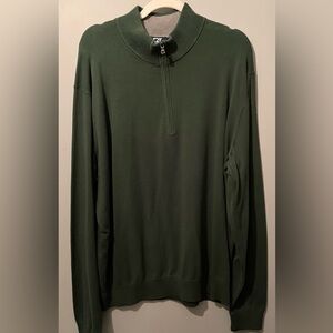 Cutter & Buck Men's Forest Green Zip-Up Sweater. Cotton blend. Size XXL. NWT